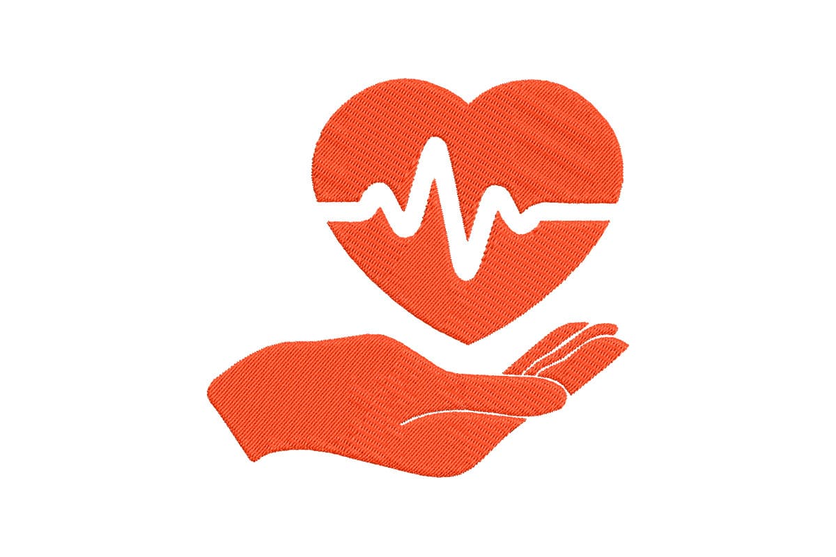 Caring Hand & Heartbeat – Machine Embroidery Design
