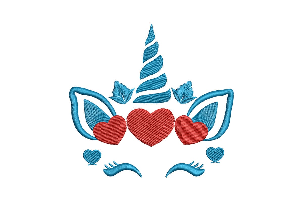 Unicorn Face with Heart Crown – Machine Embroidery