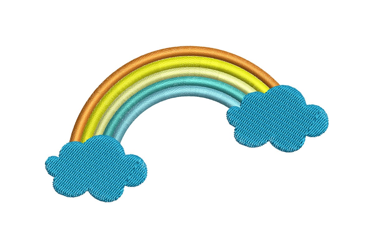 Rainbow with Puffy Clouds – Machine Embroidery Design