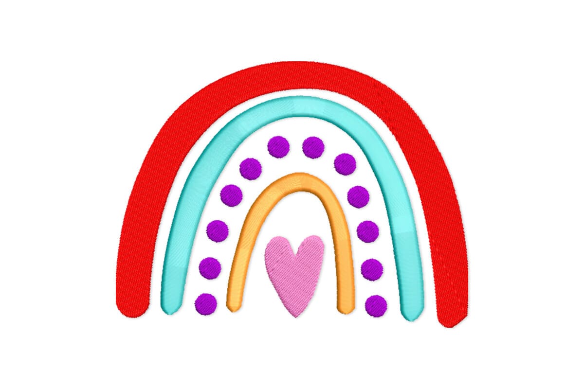 Boho Rainbow Heart Patch – Machine Embroidery Design