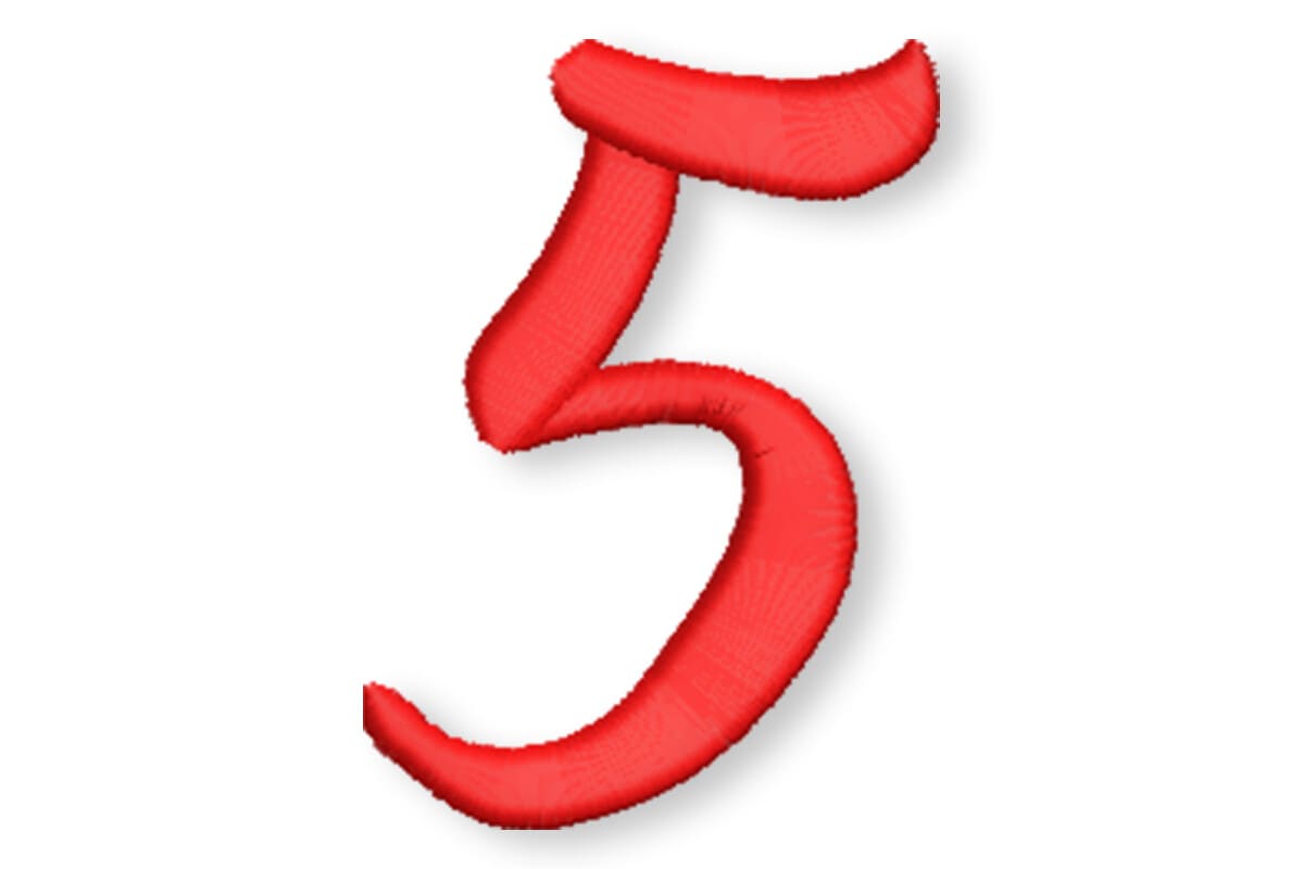 Script Number 5 Patch – Machine Embroidery Design