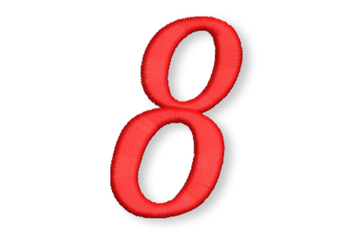 Script Number 8 Patch – Machine Embroidery Design