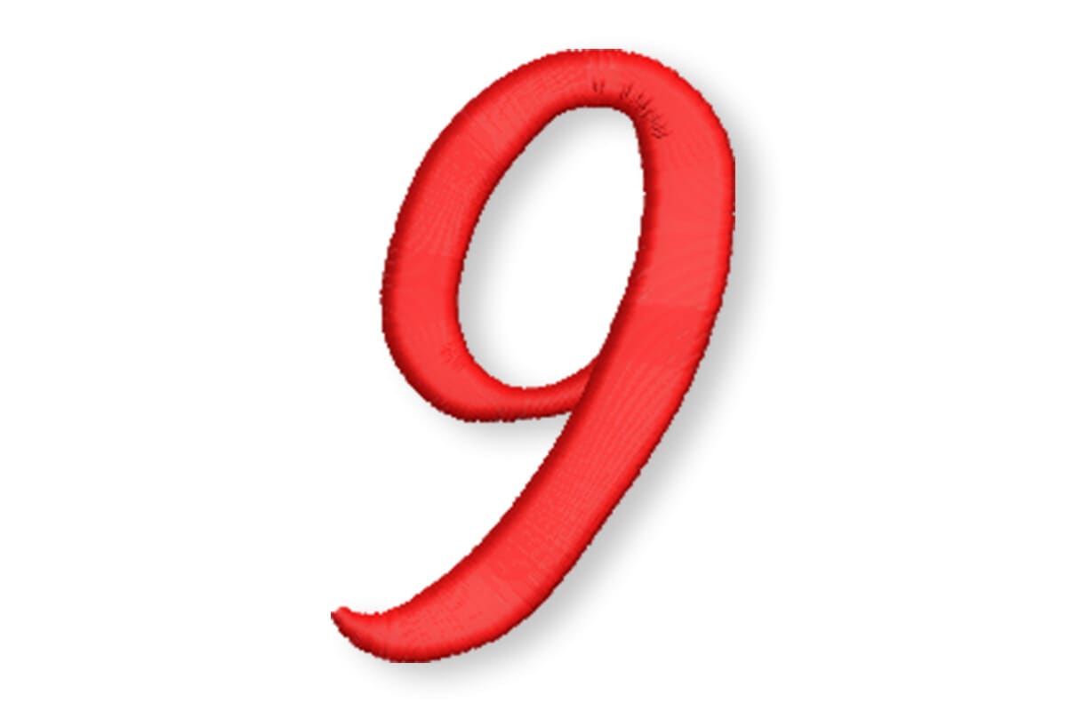 Script Number 9 Patch – Machine Embroidery Design