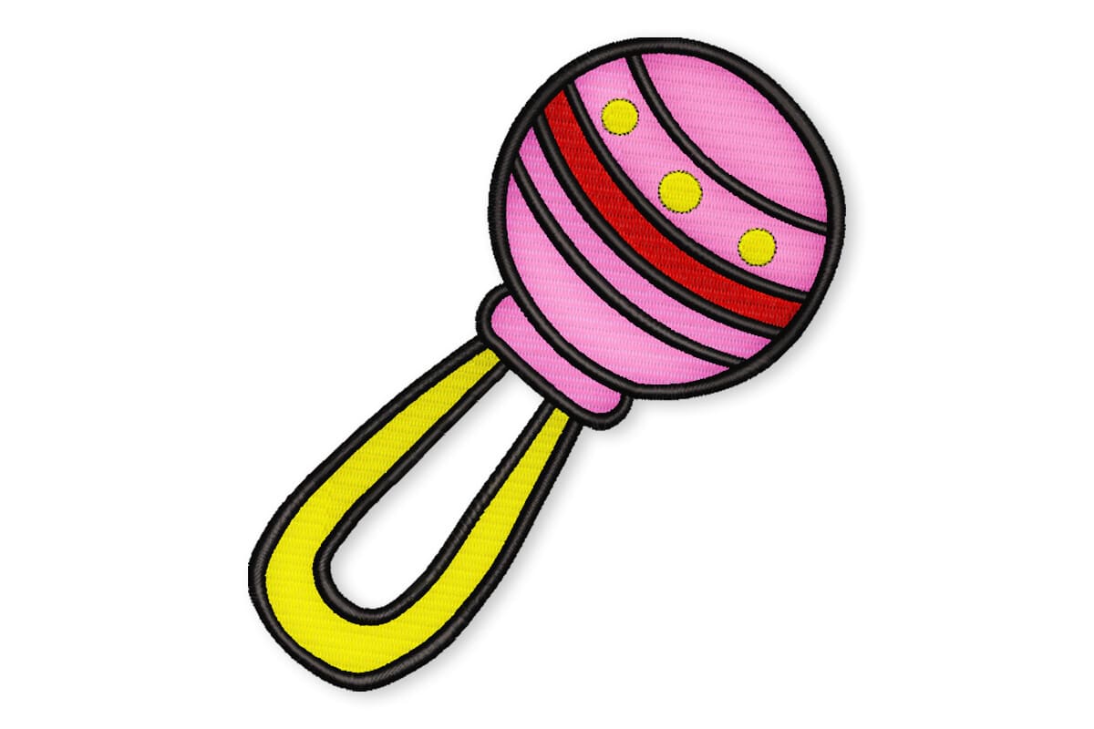 Cute Baby Rattle Patch – Machine Embroidery Design