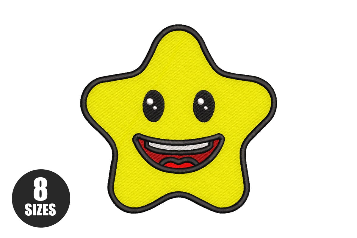 Cute Smiling Star Patch – Machine Embroidery Design