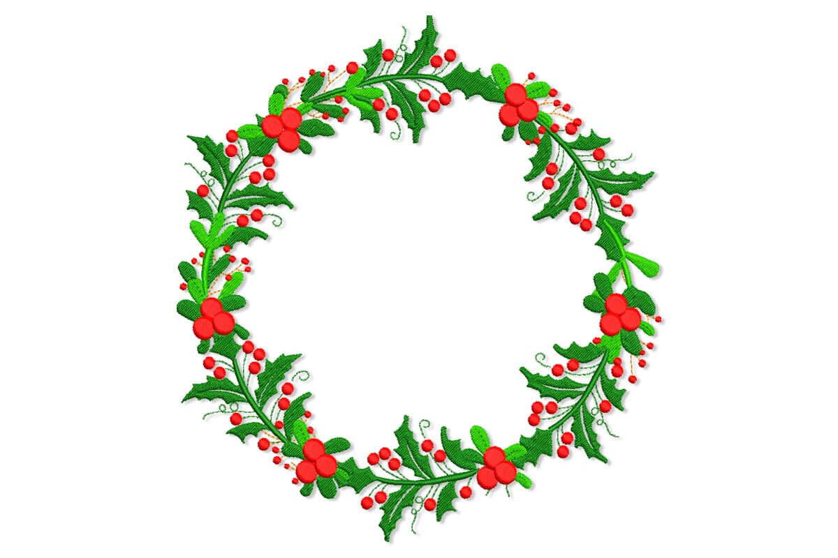 Holly Berry Christmas Wreath – Embroidery Design