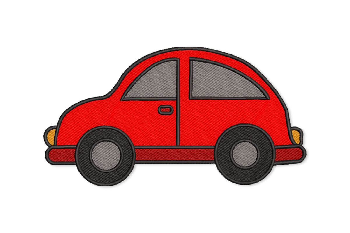 Cartoon Red Car Patch – Machine Embroidery Design
