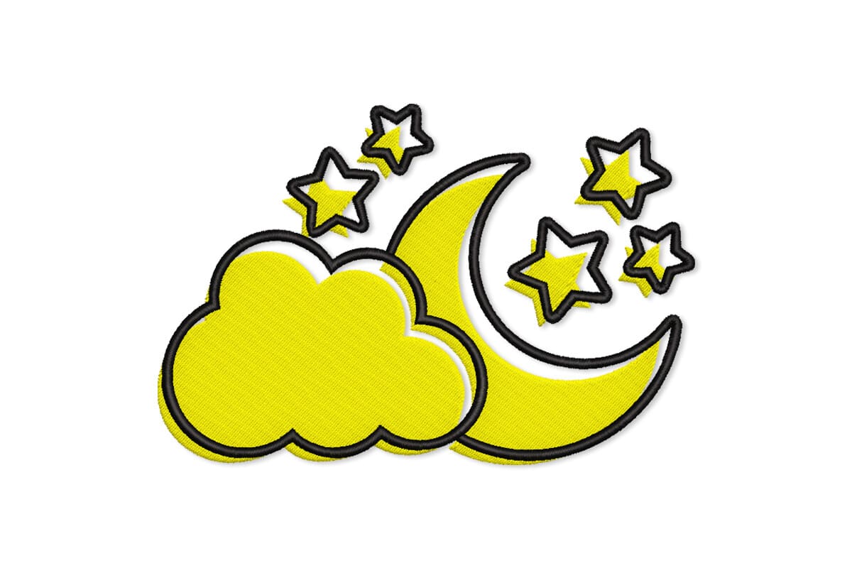Cloud, Moon & Stars Set – Machine Embroidery Design