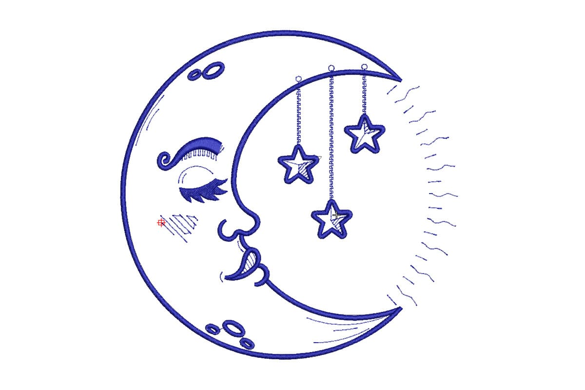 Moon Face & Hanging Stars  2 – Machine Embroidery Design