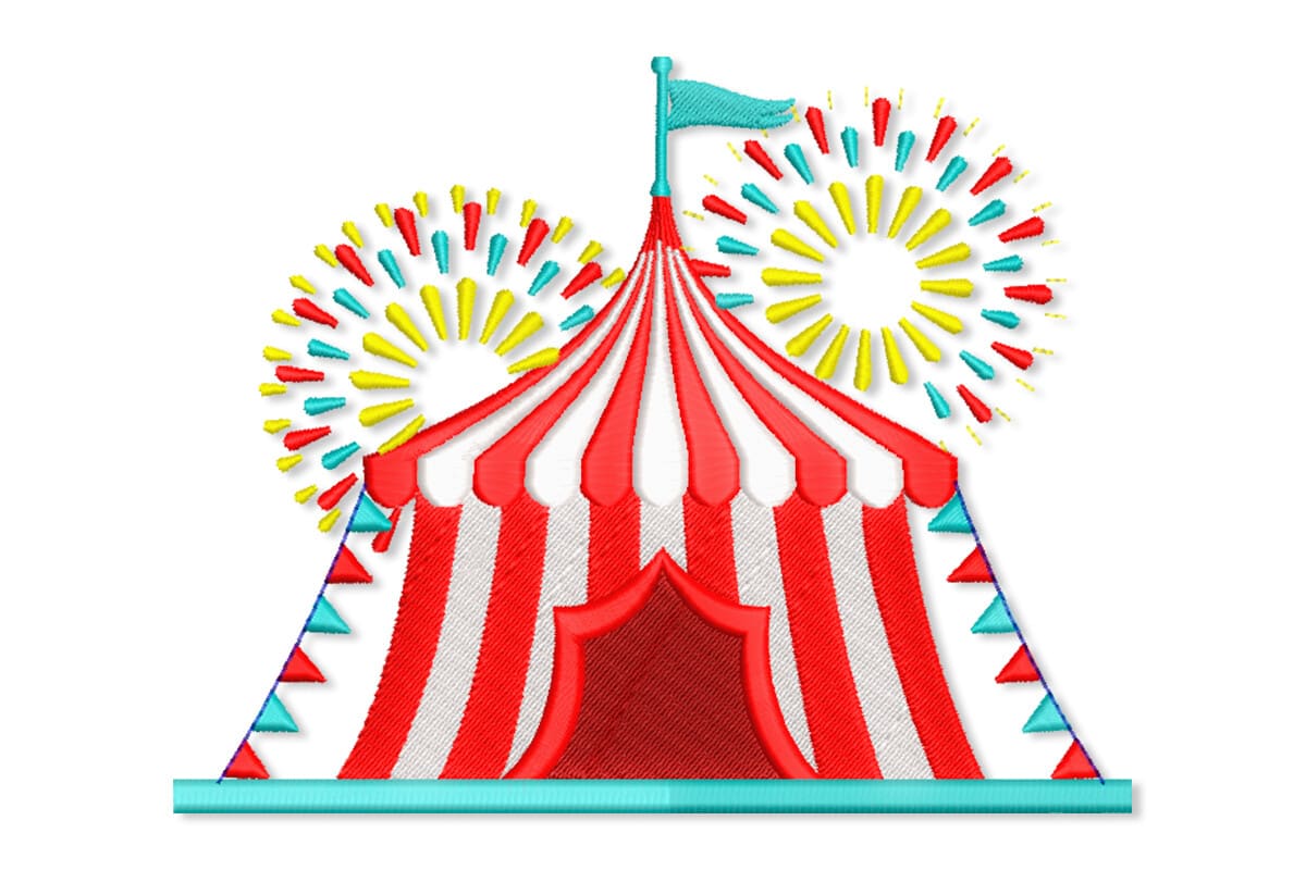 Carnival Tent & Fireworks – Machine Embroidery Design