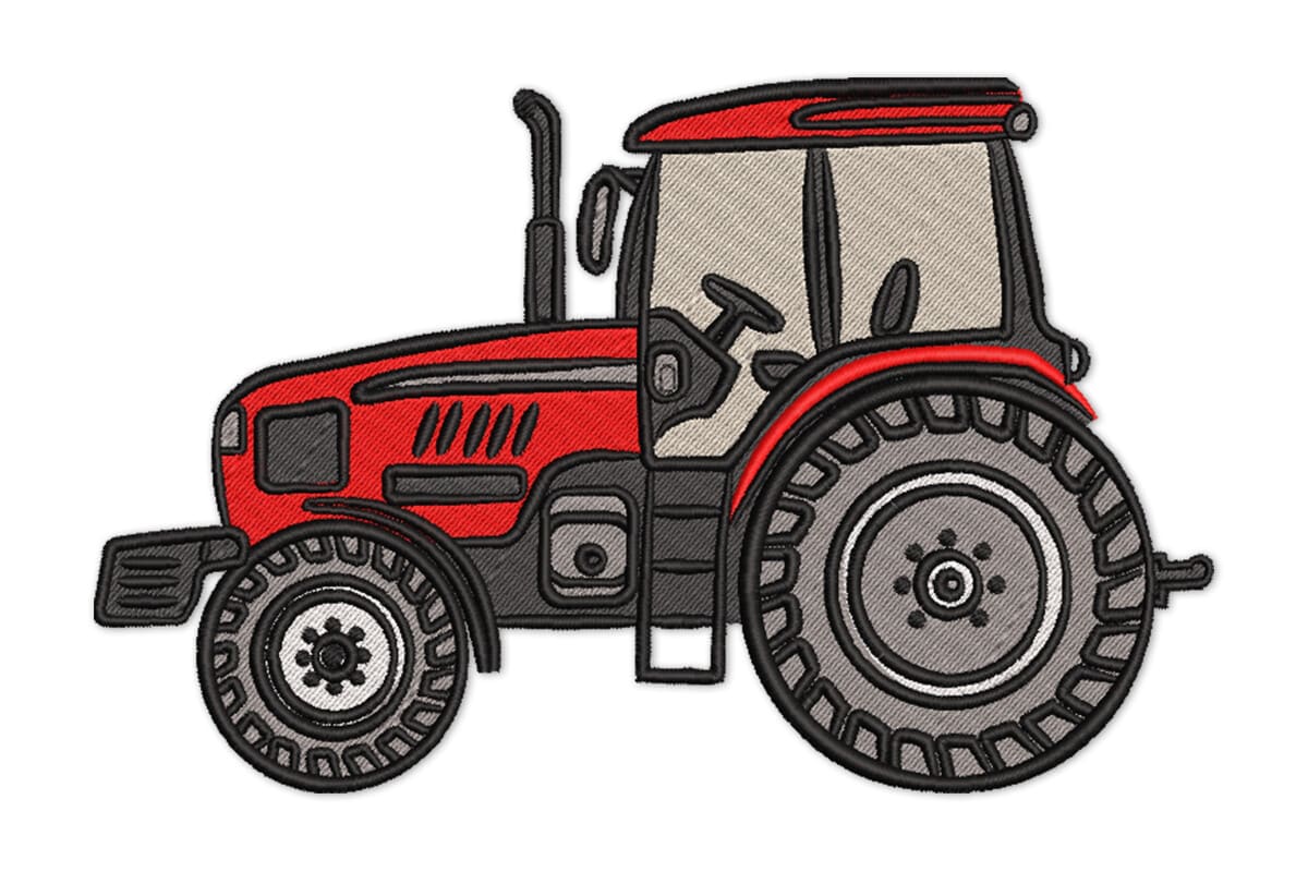 Detailed Red Tractor – Farm Machine Embroidery Design