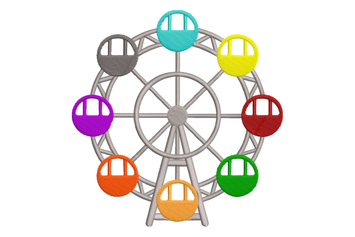 Colorful Ferris Wheel – Machine Embroidery Design