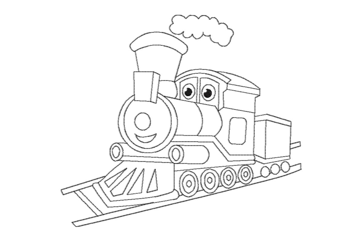 Cute Mini Train Outline – Machine Embroidery Design