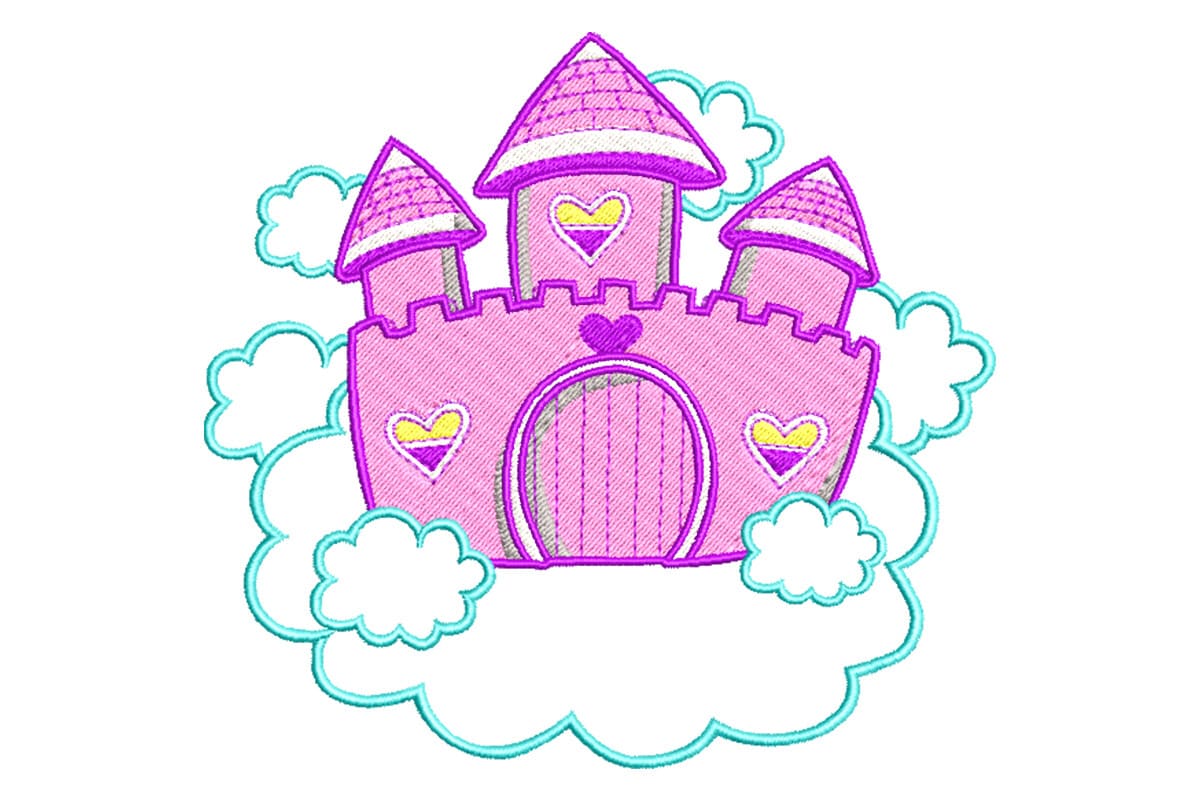 Princess Castle in Clouds – Machine Embroidery Design