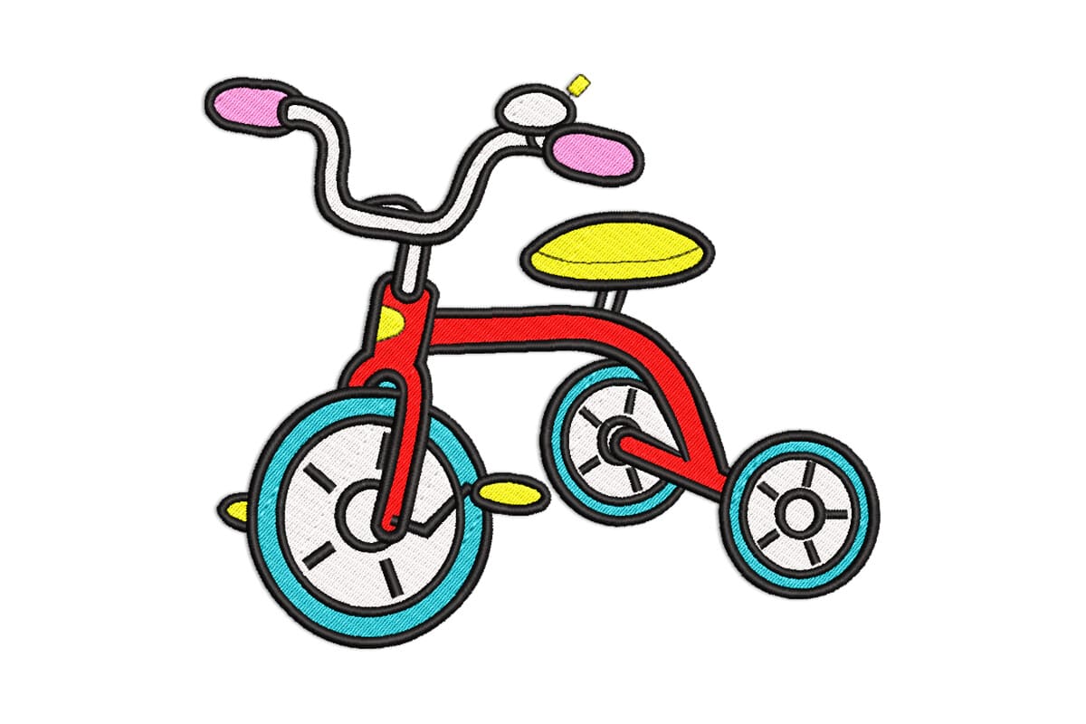 Playful Kids Tricycle – Machine Embroidery Design