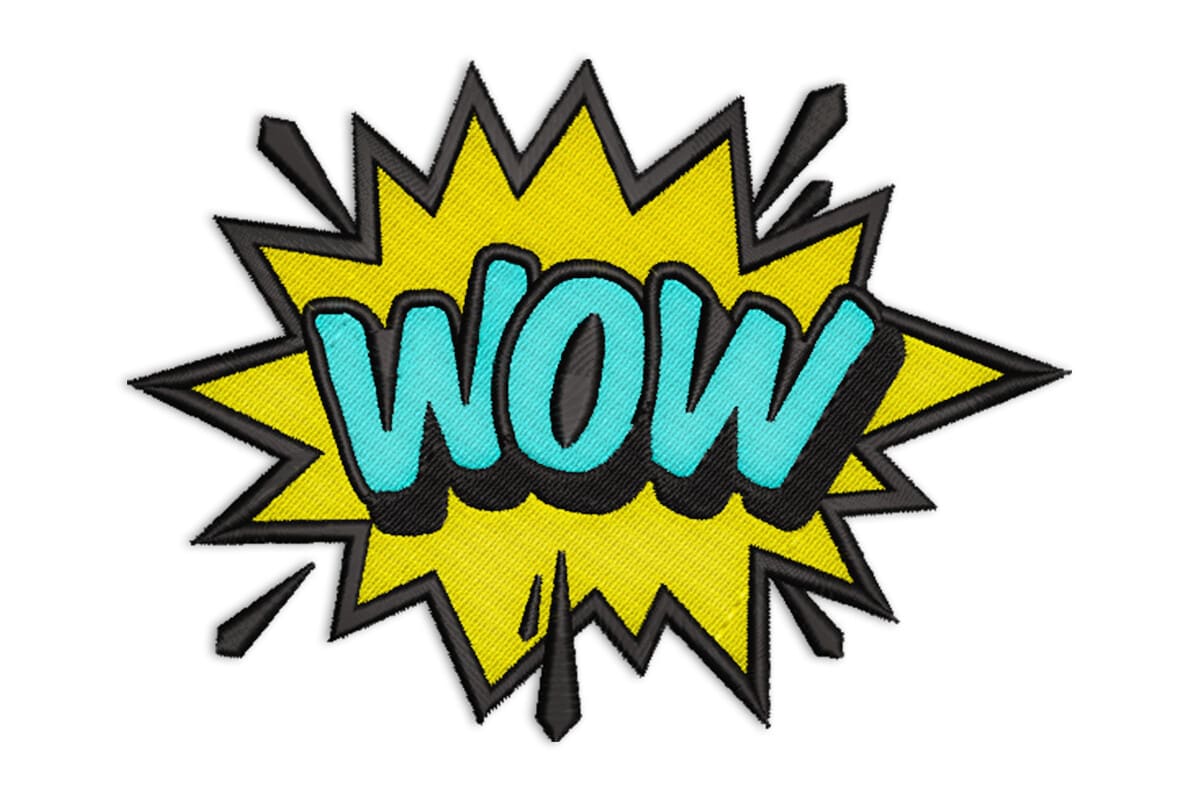 WOW Comic Patch – Fun Pop Art Embroidery Design