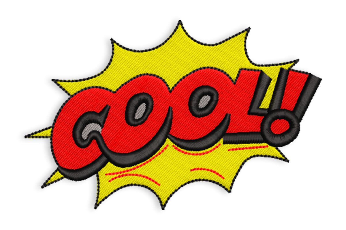 COOL Comic Patch – Pop Art Burst Embroidery Design
