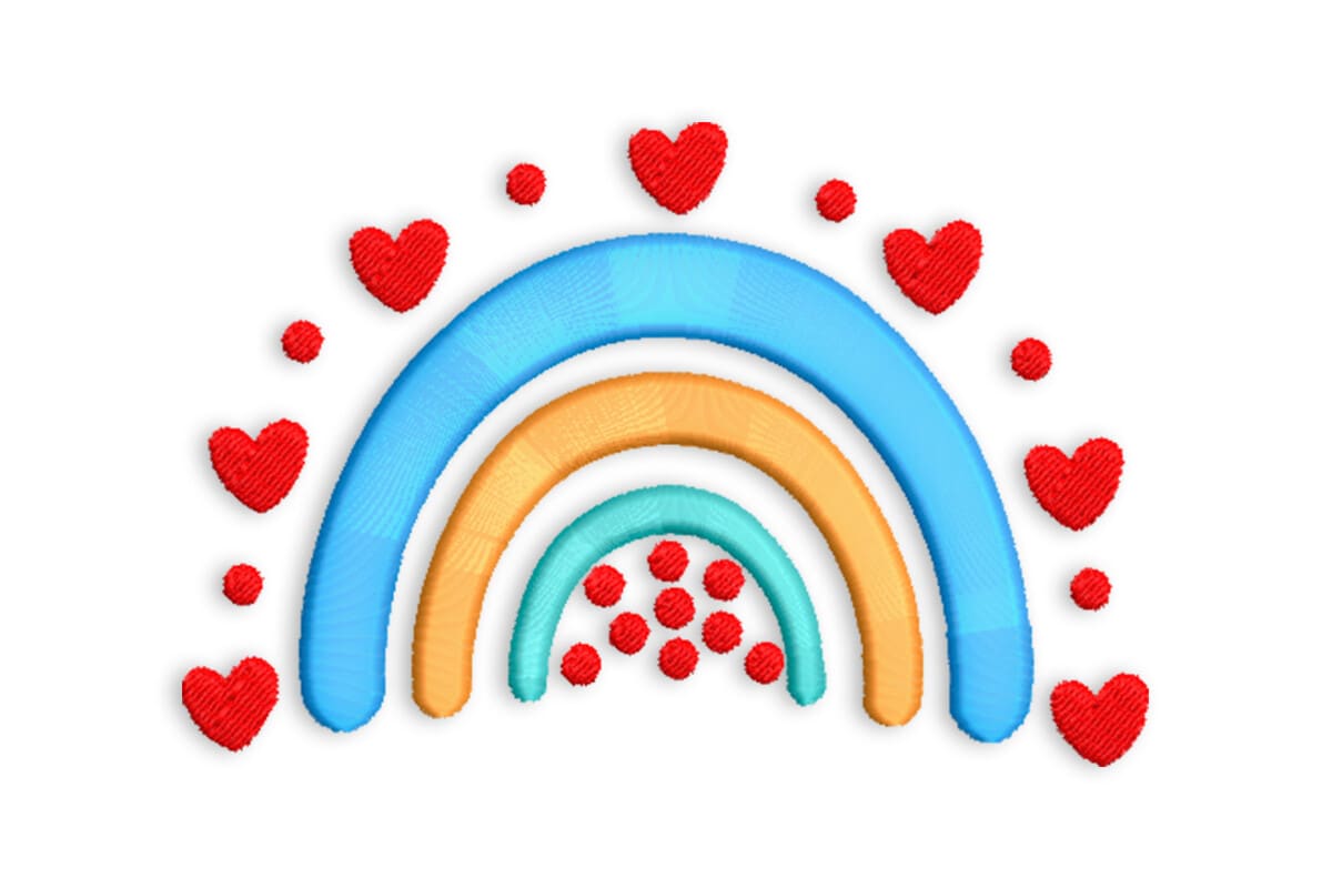 Cute Rainbow Hearts Mini – Machine Embroidery Design