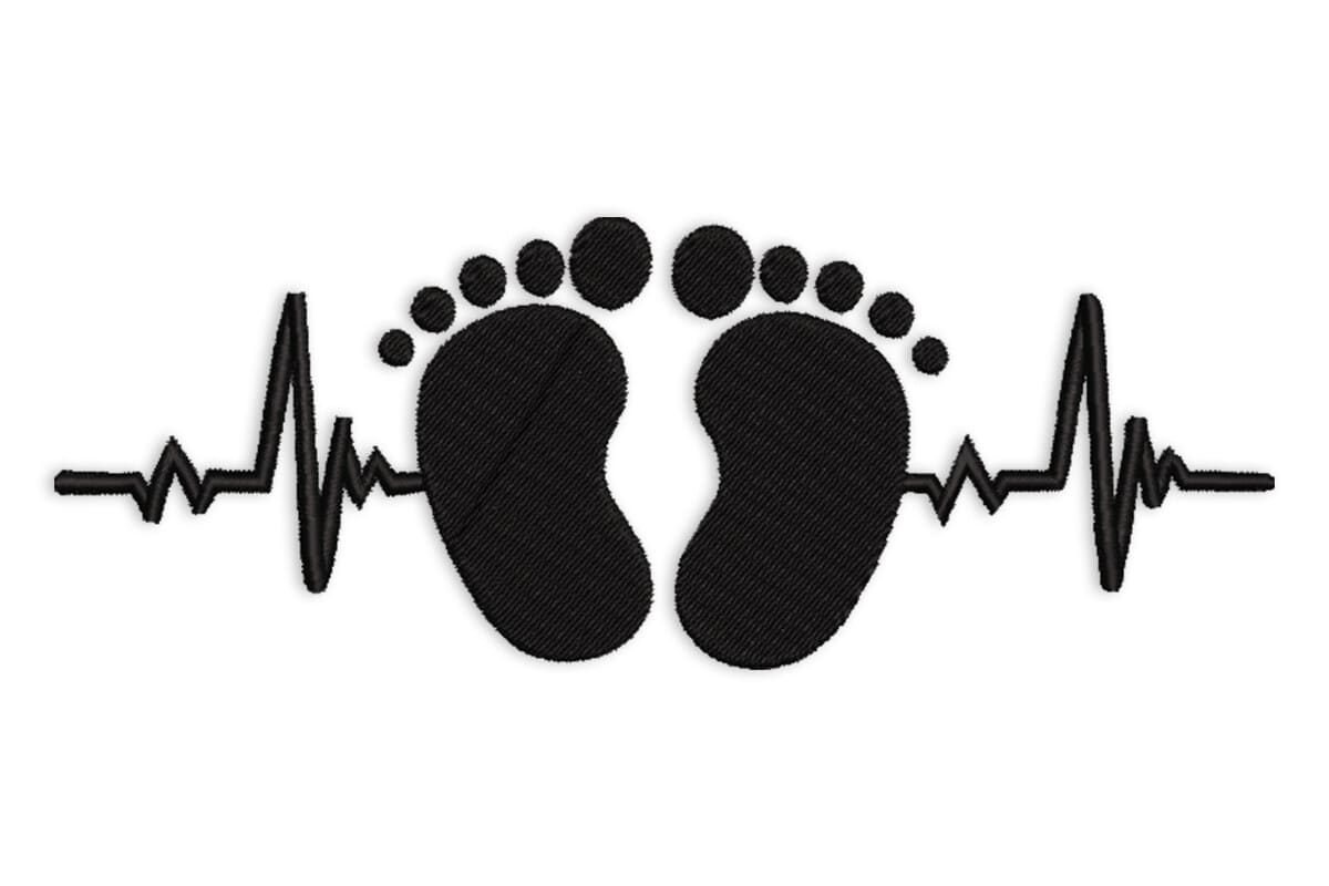 Baby Feet Heartbeat – Newborn Machine Embroidery Design