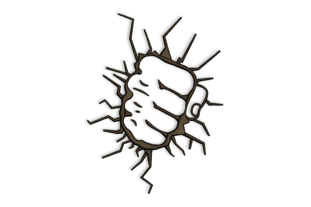 Punching Fist Embroidery – Cracked Wall Machine Design