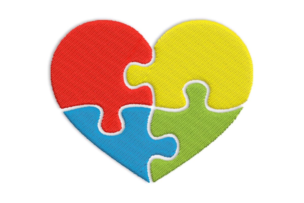 Puzzle Heart Embroidery – Color Block Machine Design