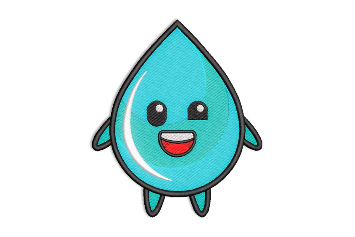 Cute Water Drop – Kawaii Machine Embroidery Patch
