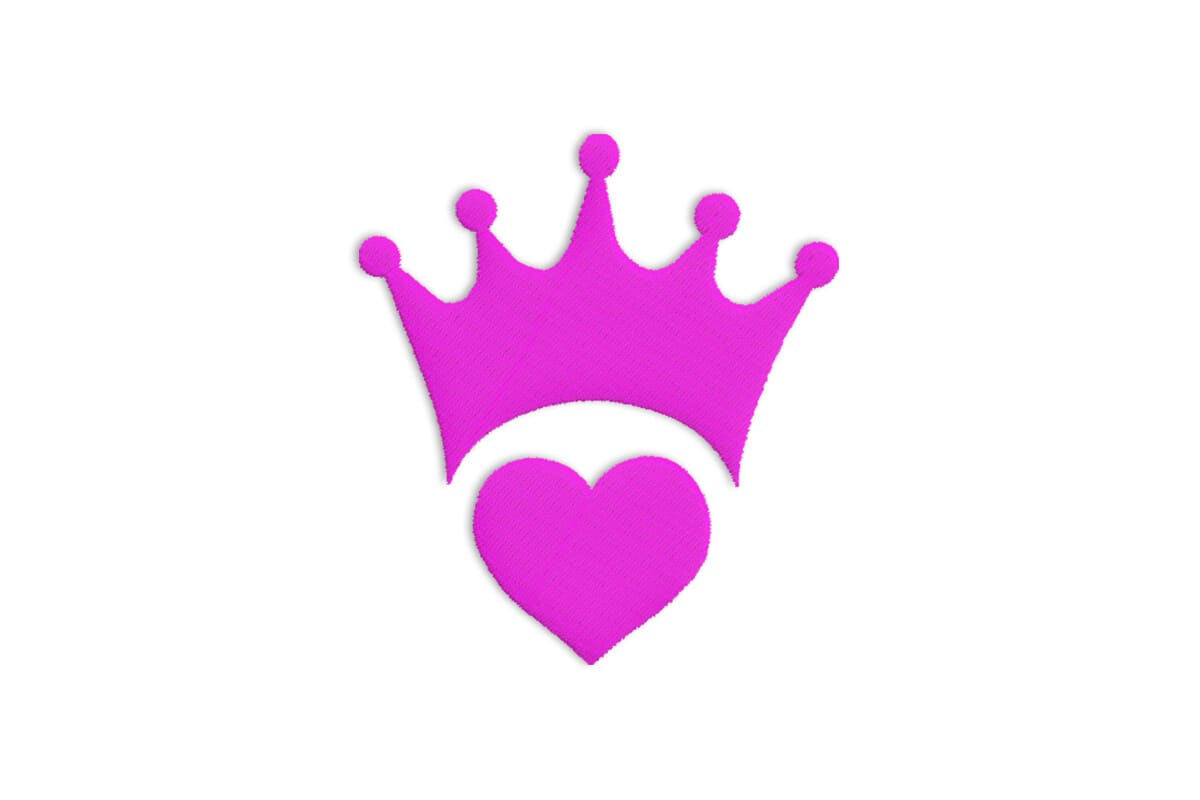 Crown and Heart Patch – Princess Machine Embroidery Design
