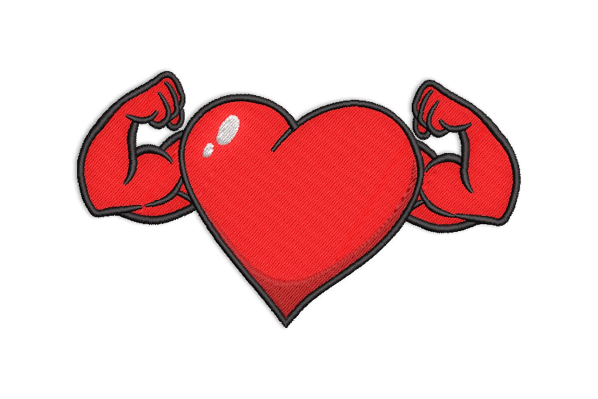 Strong Heart with Muscles – Love Machine Embroidery Design