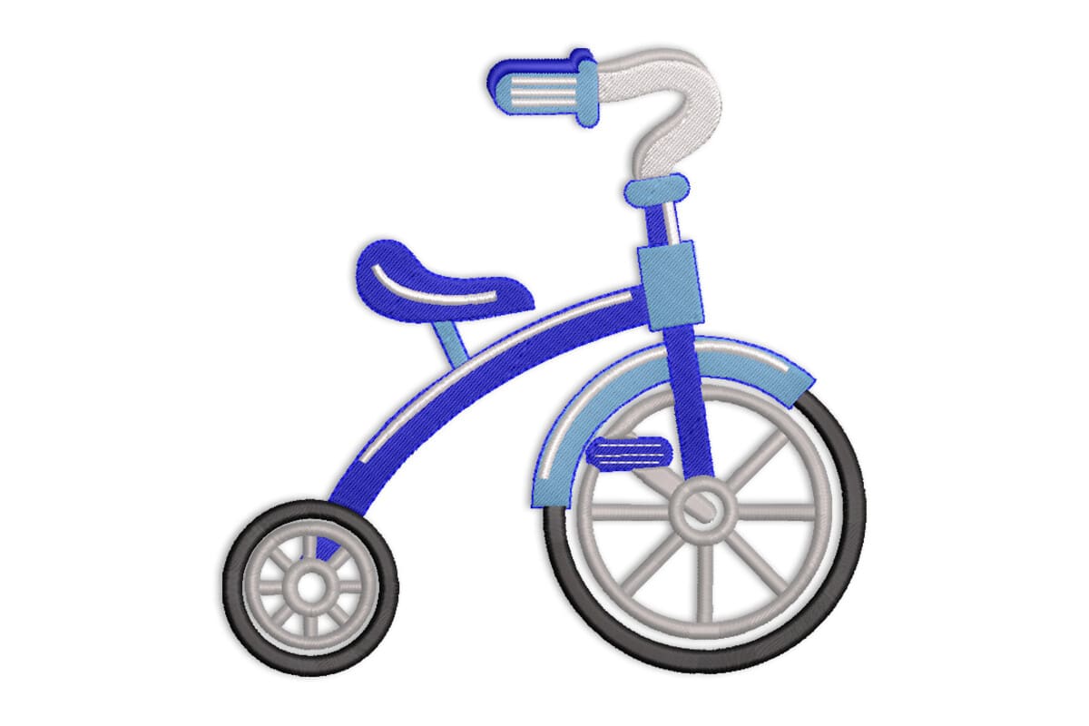 Cute Tricycle Toy Patch – Machine Embroidery Design