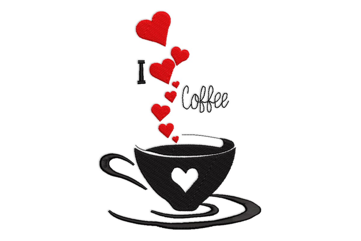 Coffee Cup with Heart – Love & Café Machine Embroidery Design