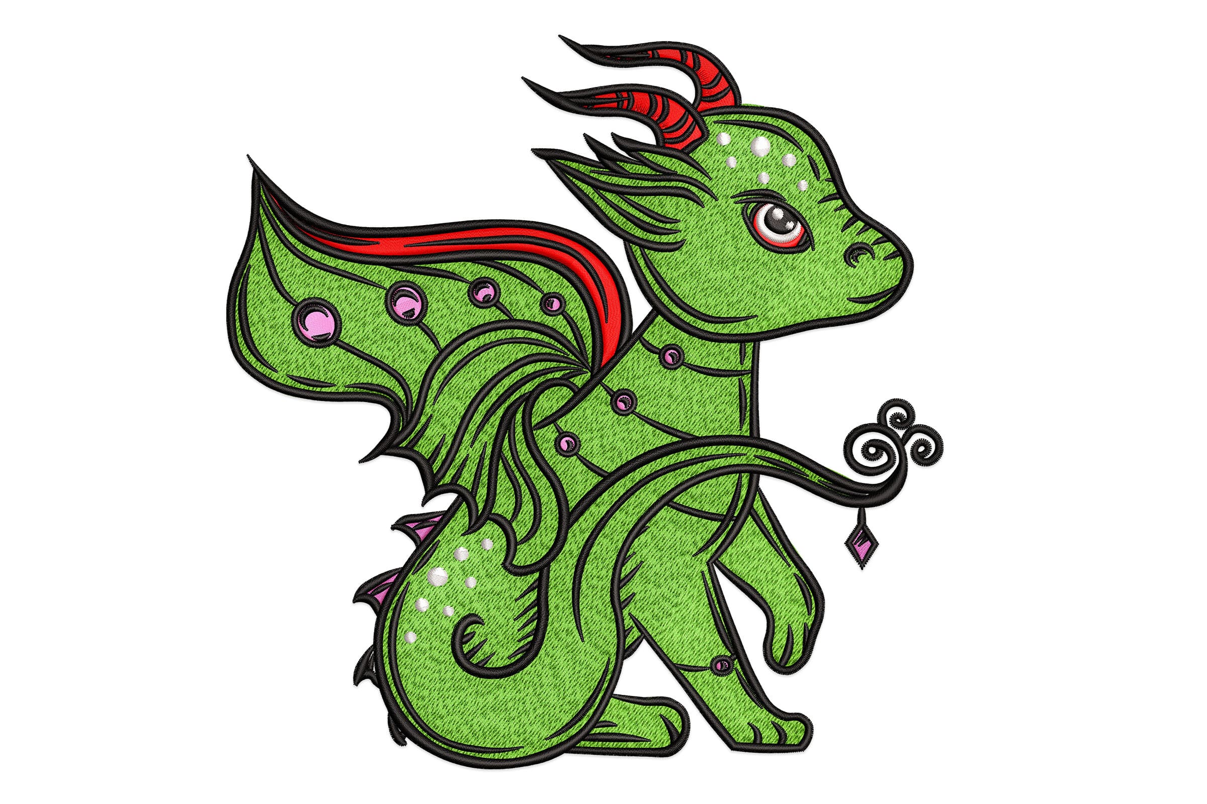 Cute Baby Dragon with Wings – Fantasy Embroidery Design