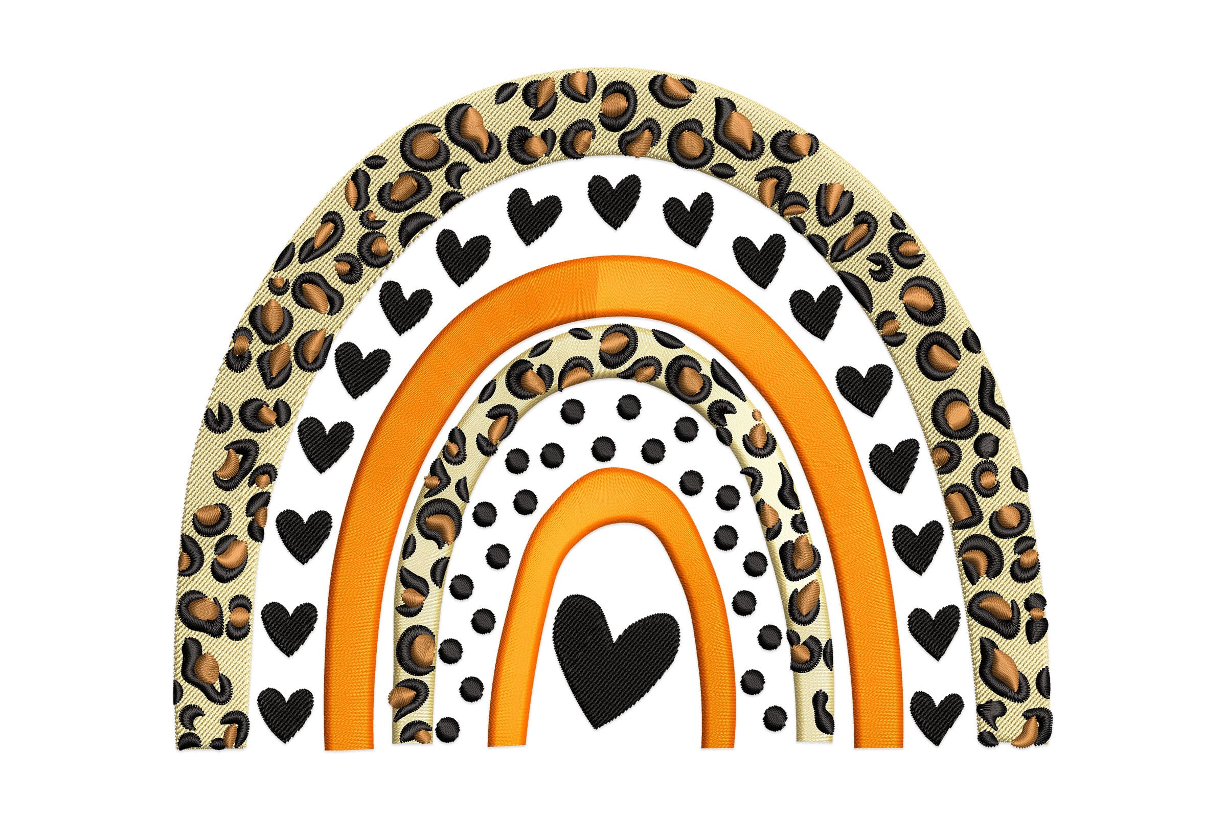 Leopard Rainbow Heart – Machine Embroidery Design