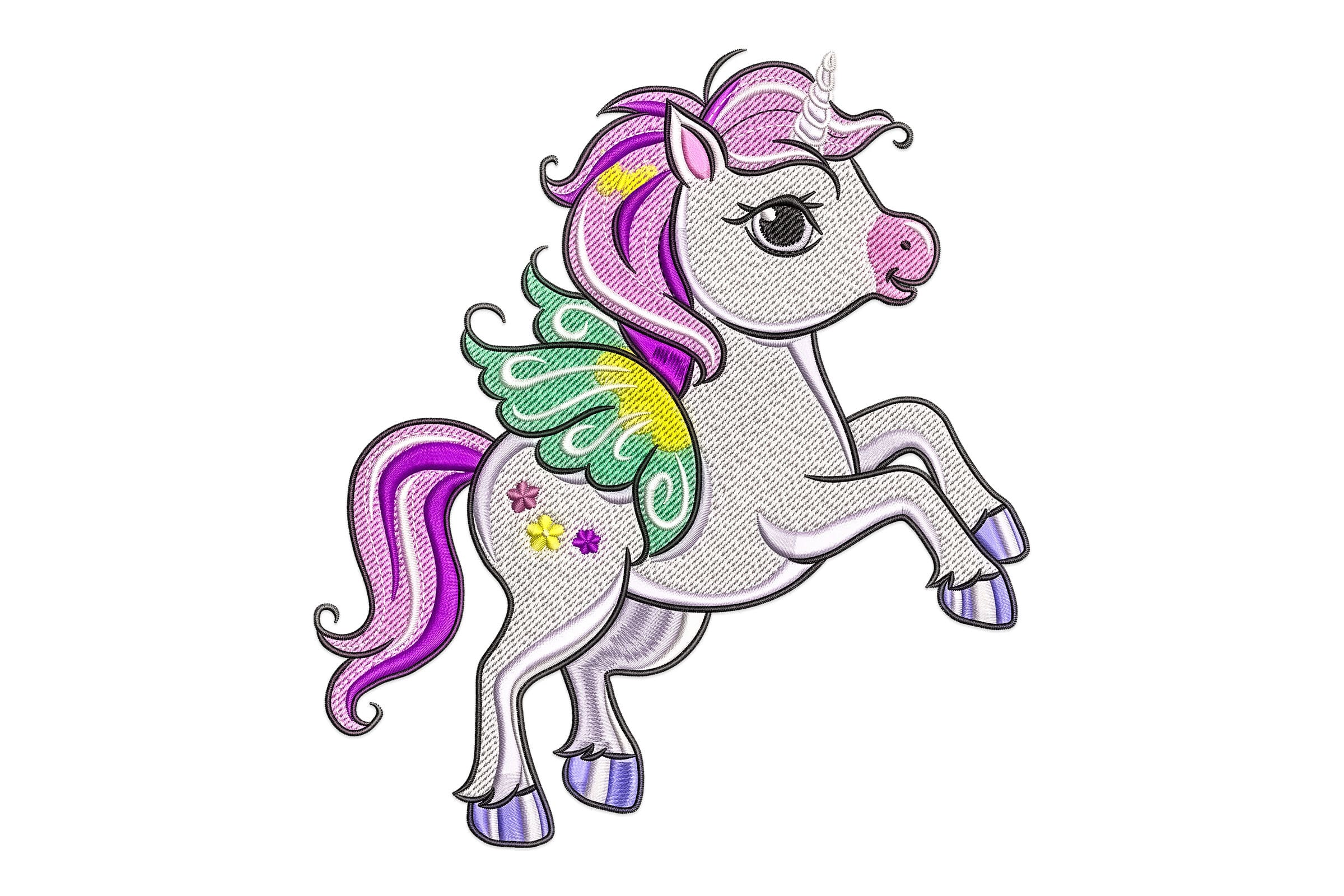 Cute Winged Unicorn Patch – Machine Embroidery File