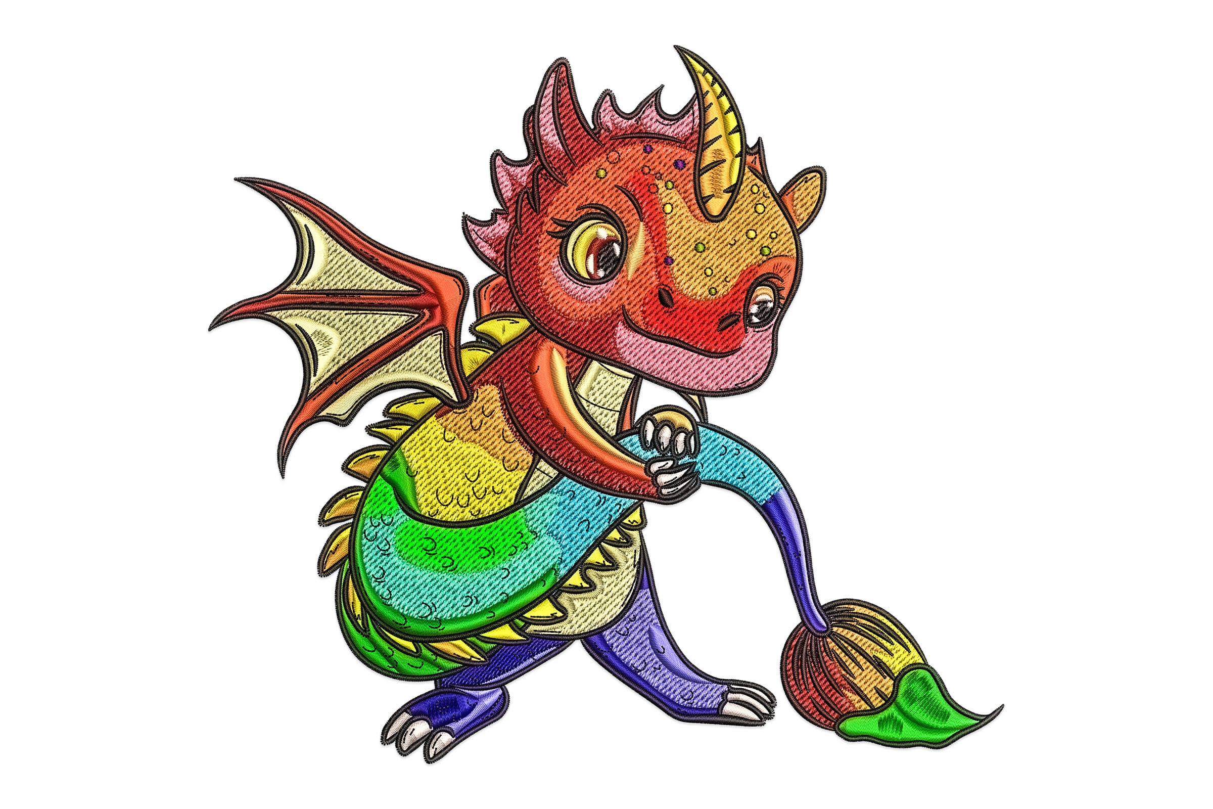 Rainbow Baby Dragon – Cute Machine Embroidery File