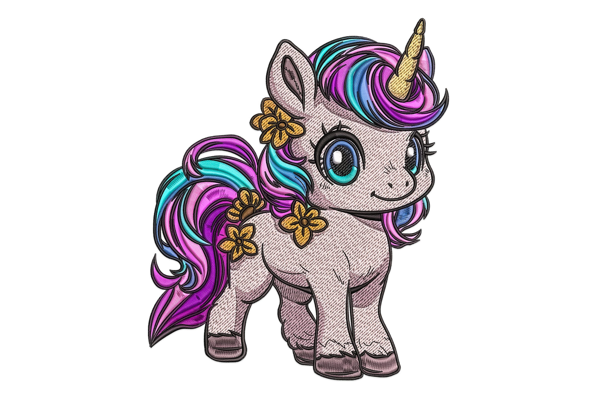 Cute Rainbow Unicorn – Machine Embroidery Design