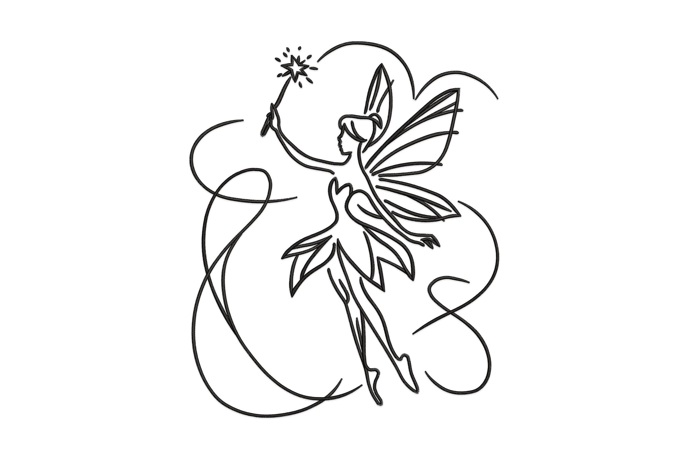 Whimsical Fairy Outline – Machine Embroidery File