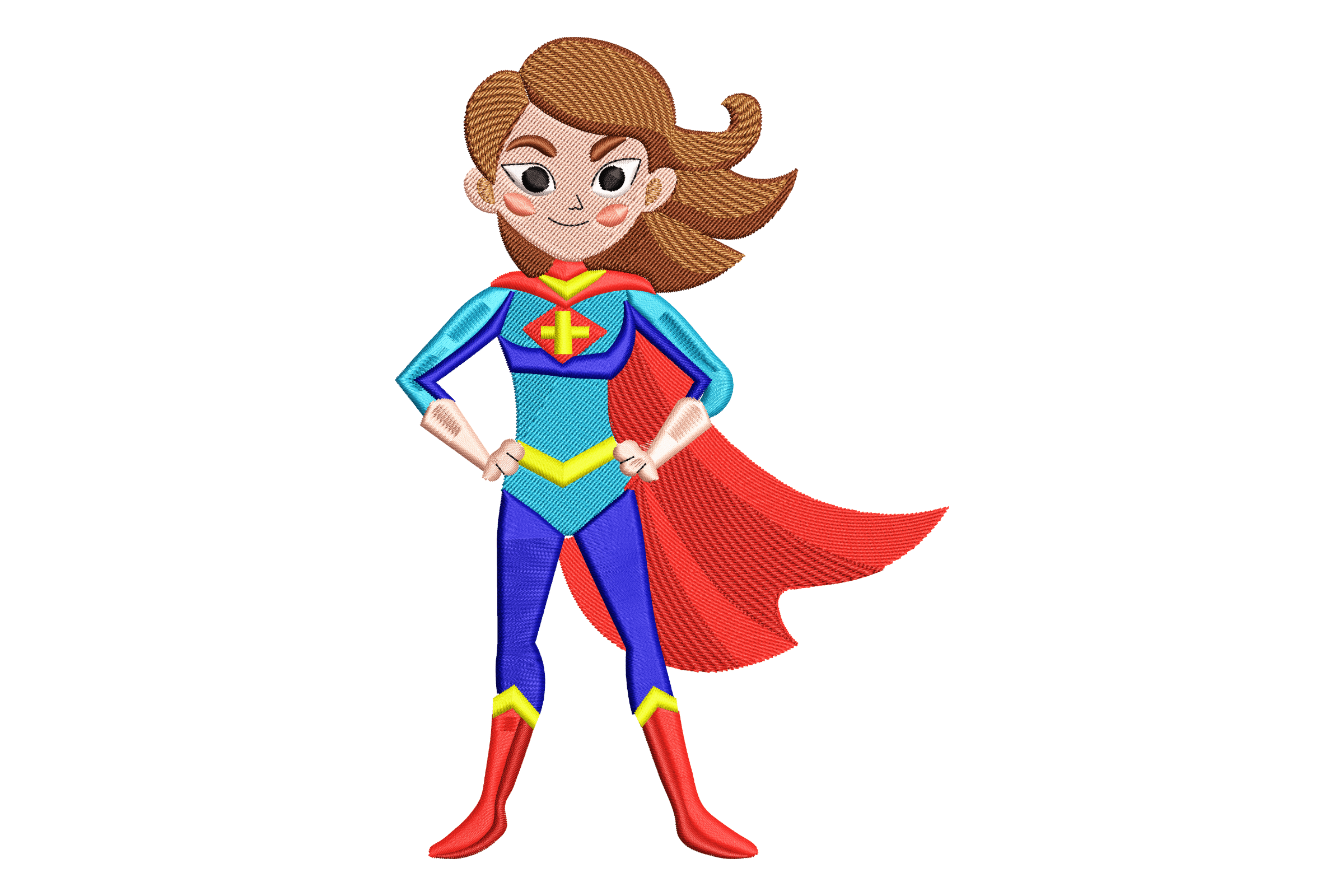 Girl Superhero Power Pose – Machine Embroidery