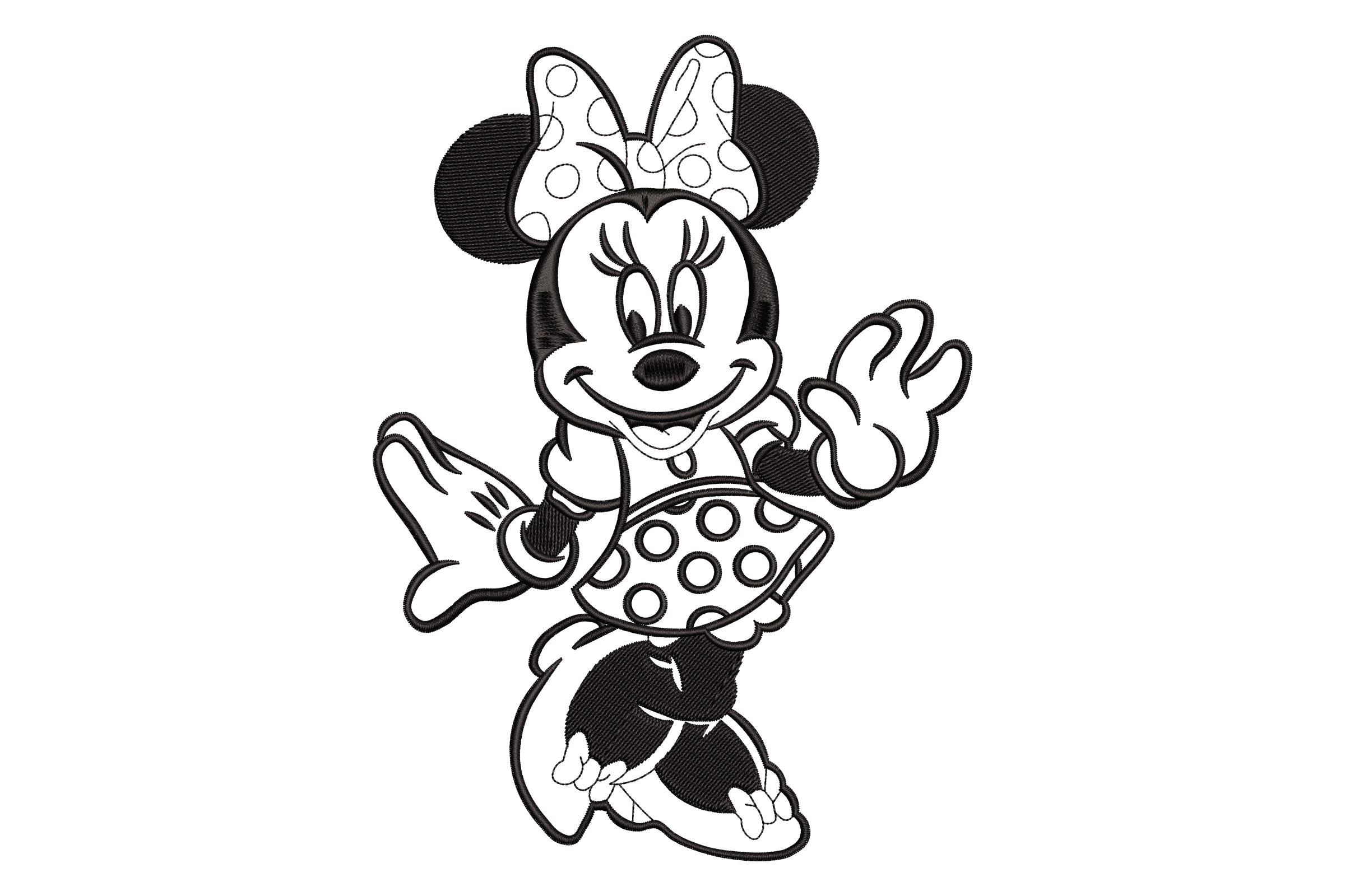 Polka-Dot Mouse Girl Outline – Embroidery Design