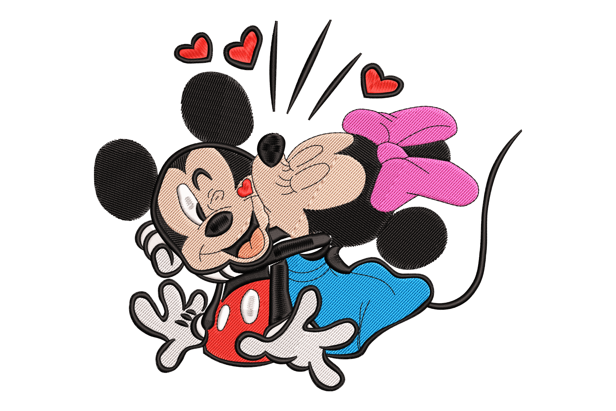 Mickey & Minnie Kiss Love – Cute Embroidery Design