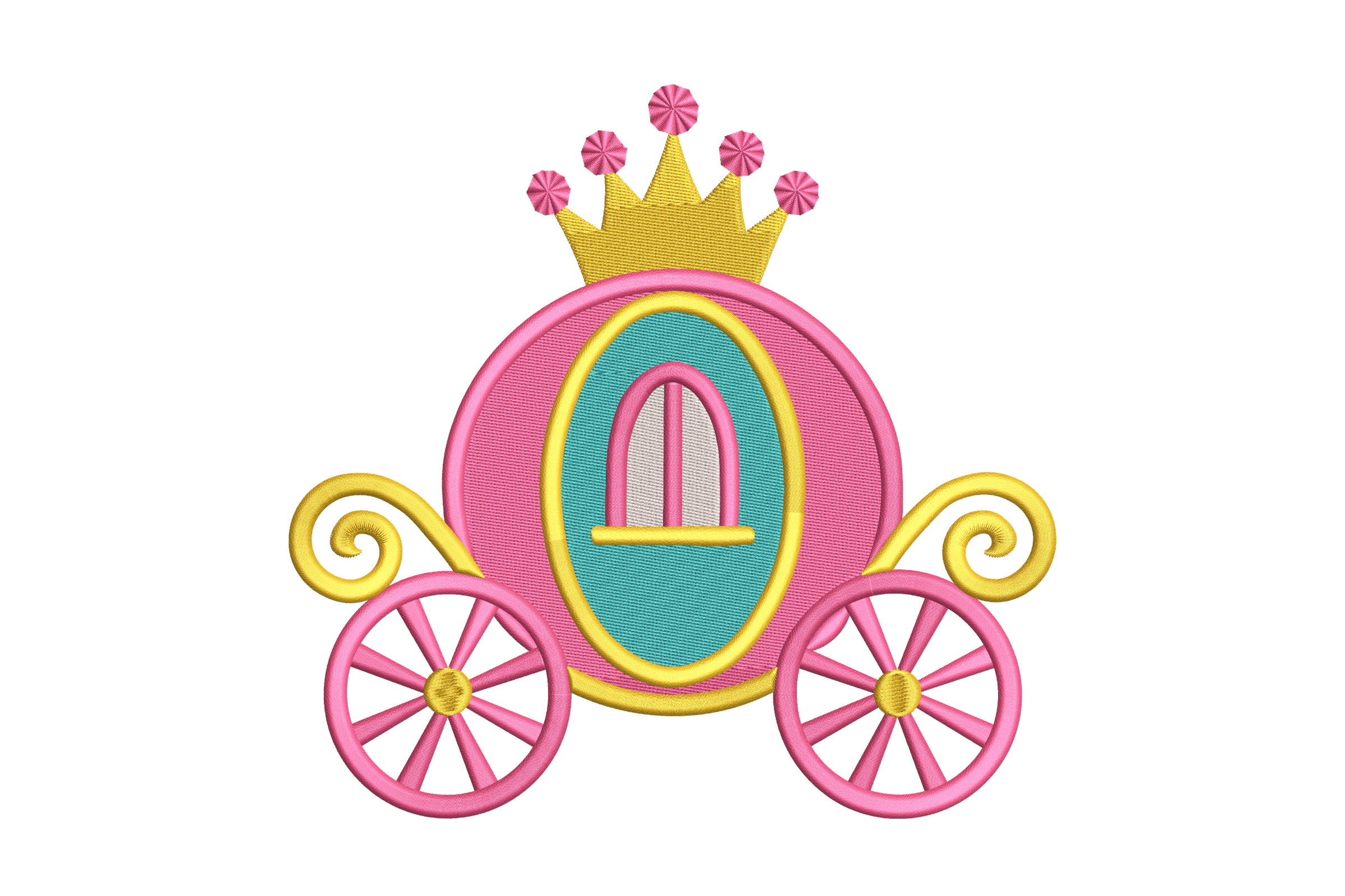 Princess Carriage with Crown – Fairy Tale Embroidery Design