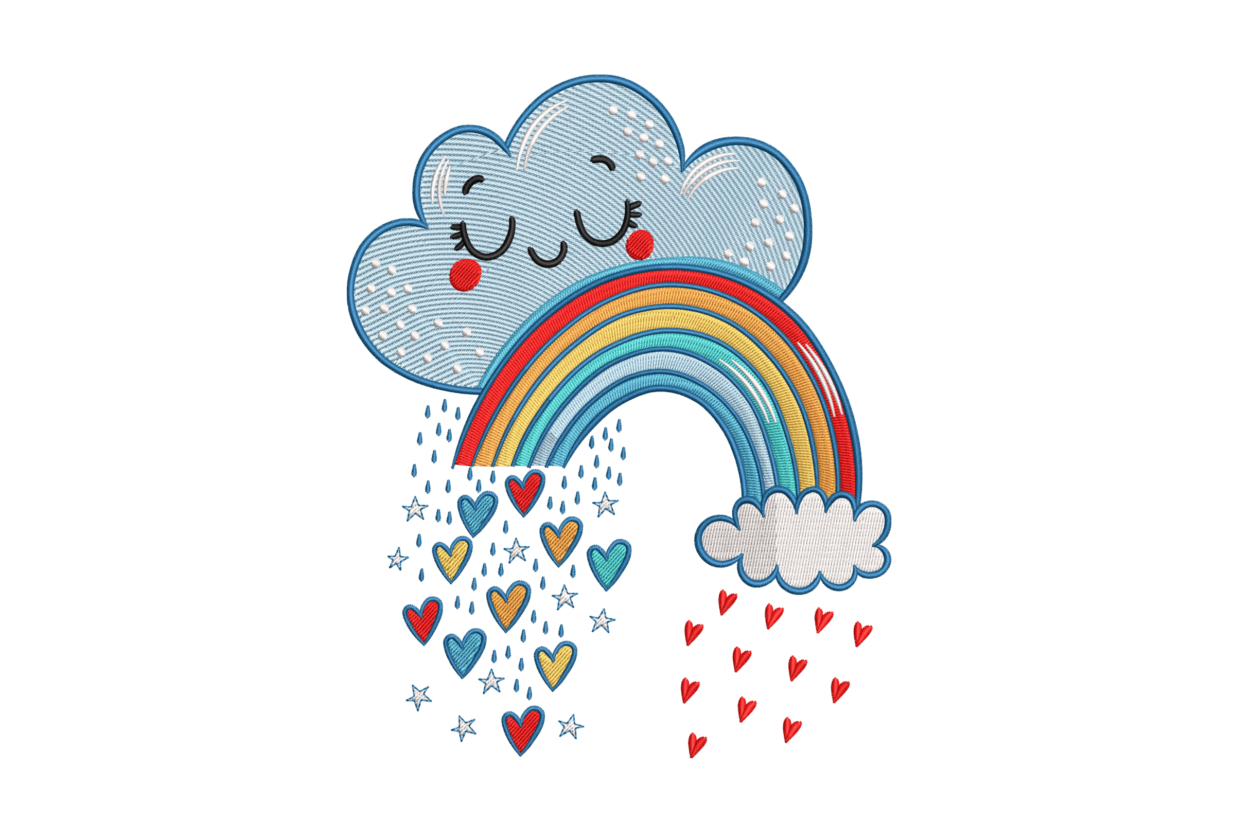Smiling Rainbow Cloud – Machine Embroidery Design