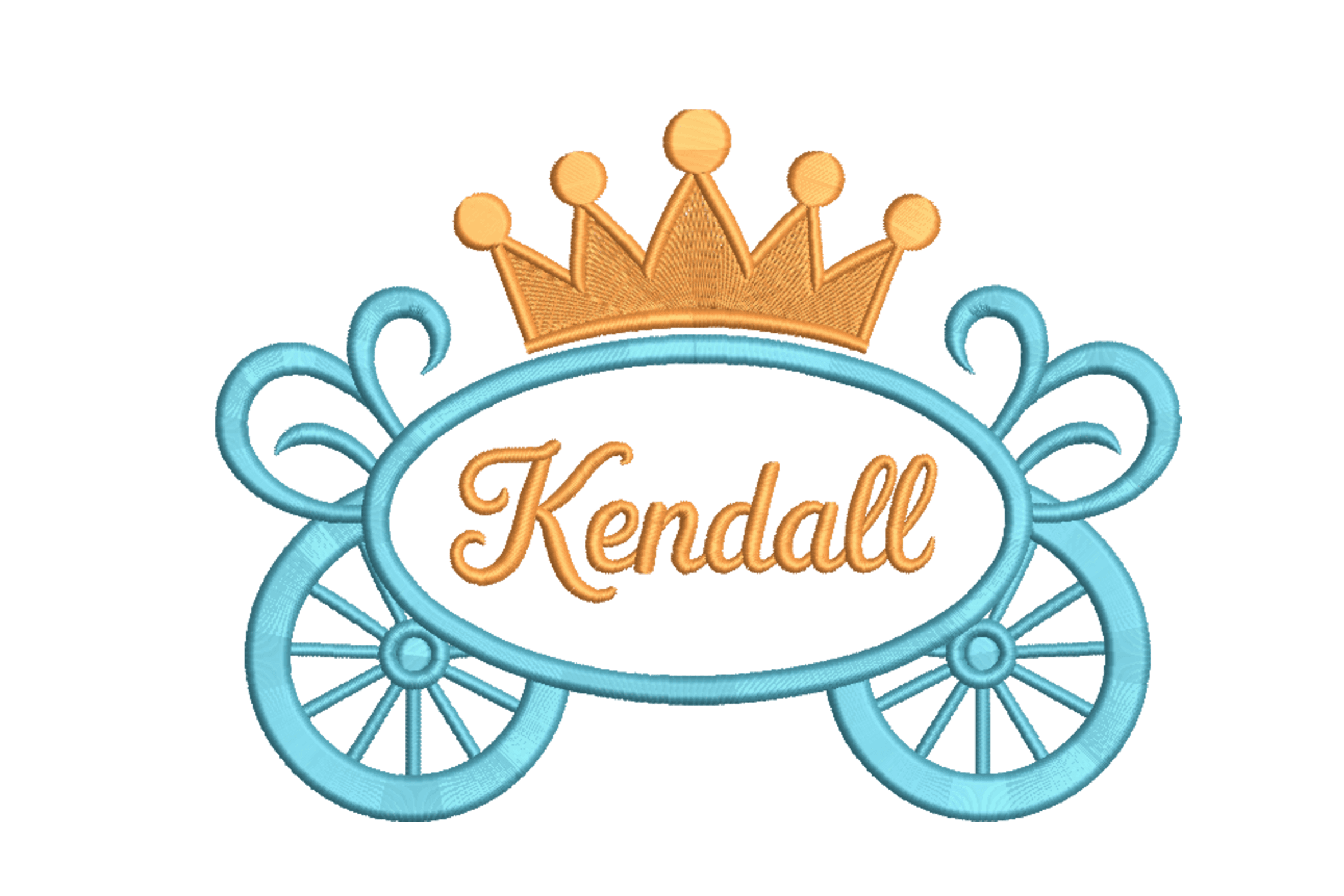 Princess Carriage Name Frame – Machine Embroidery Design