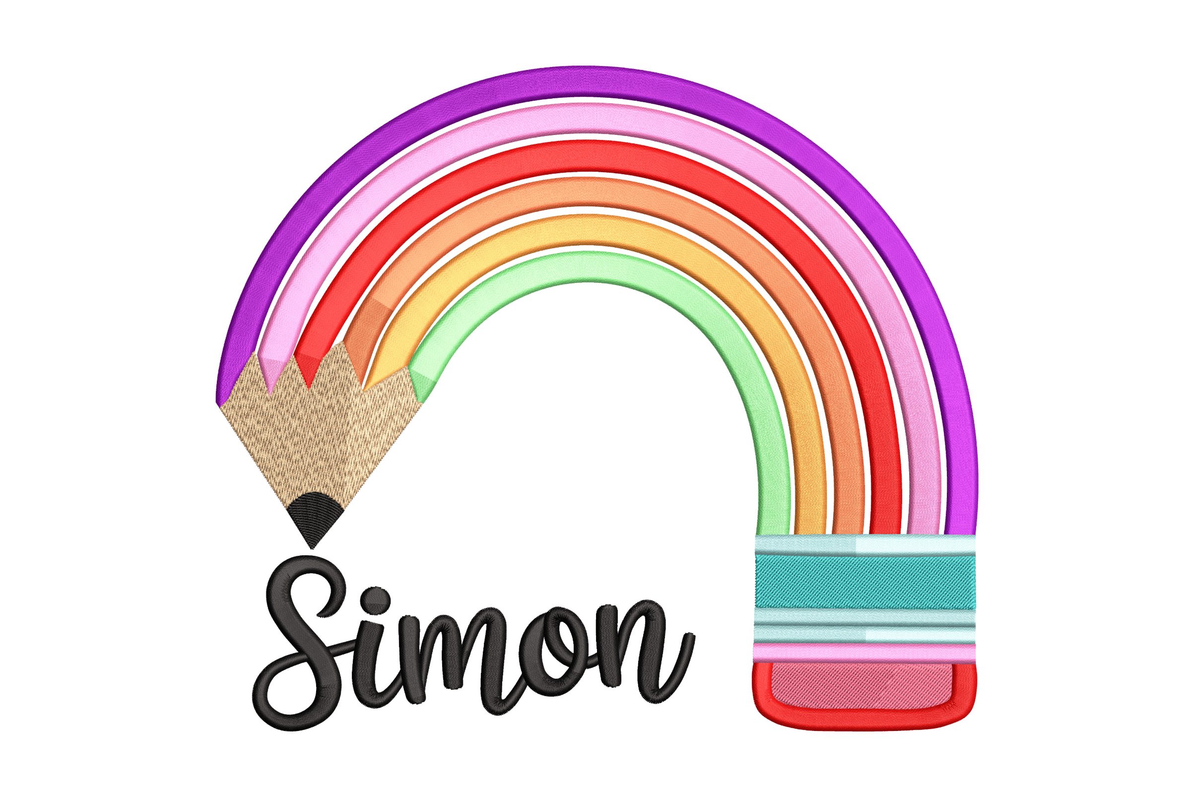 Rainbow Pencil Name Frame – Machine Embroidery Design