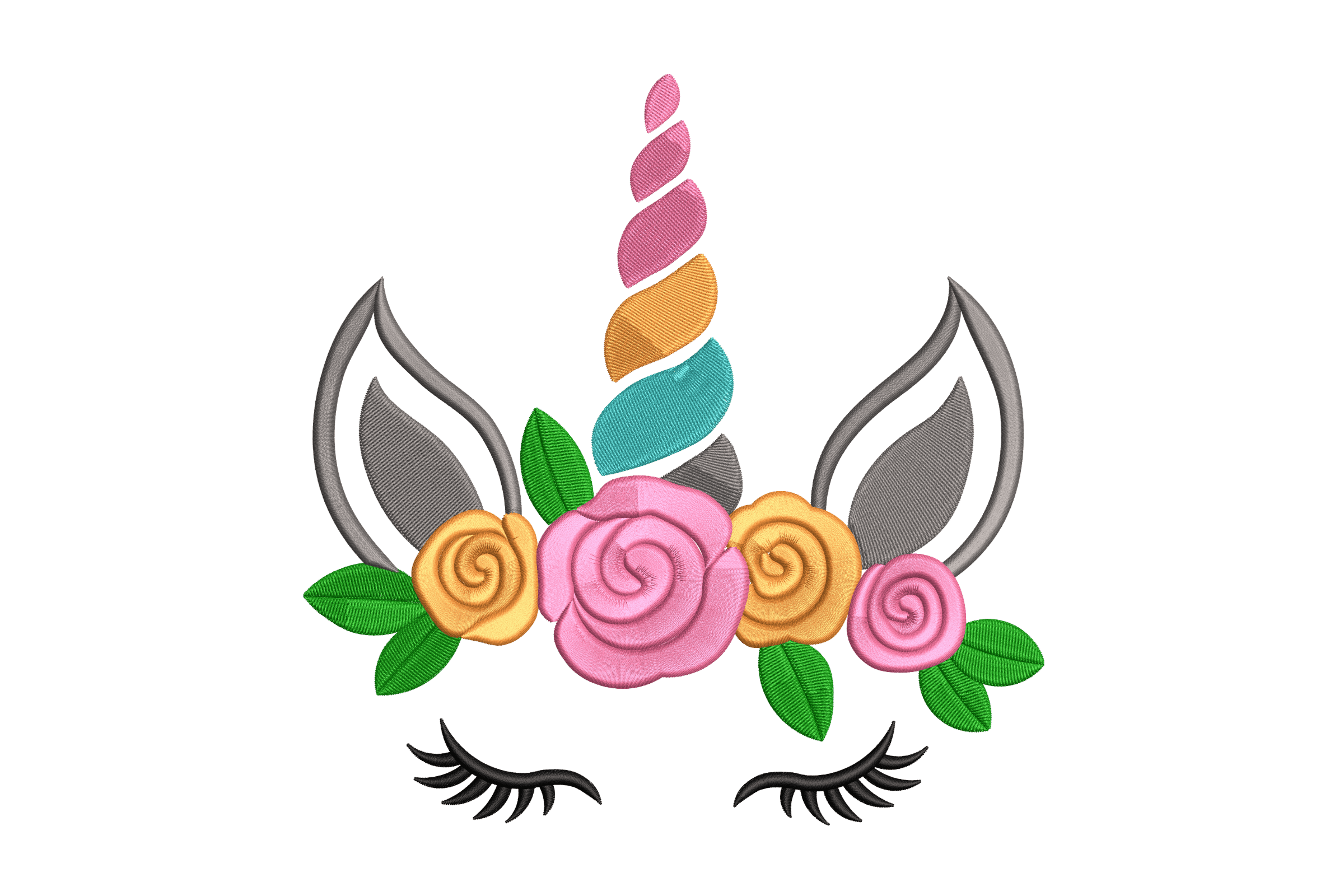 Unicorn Floral Horn – Cute Machine Embroidery Design