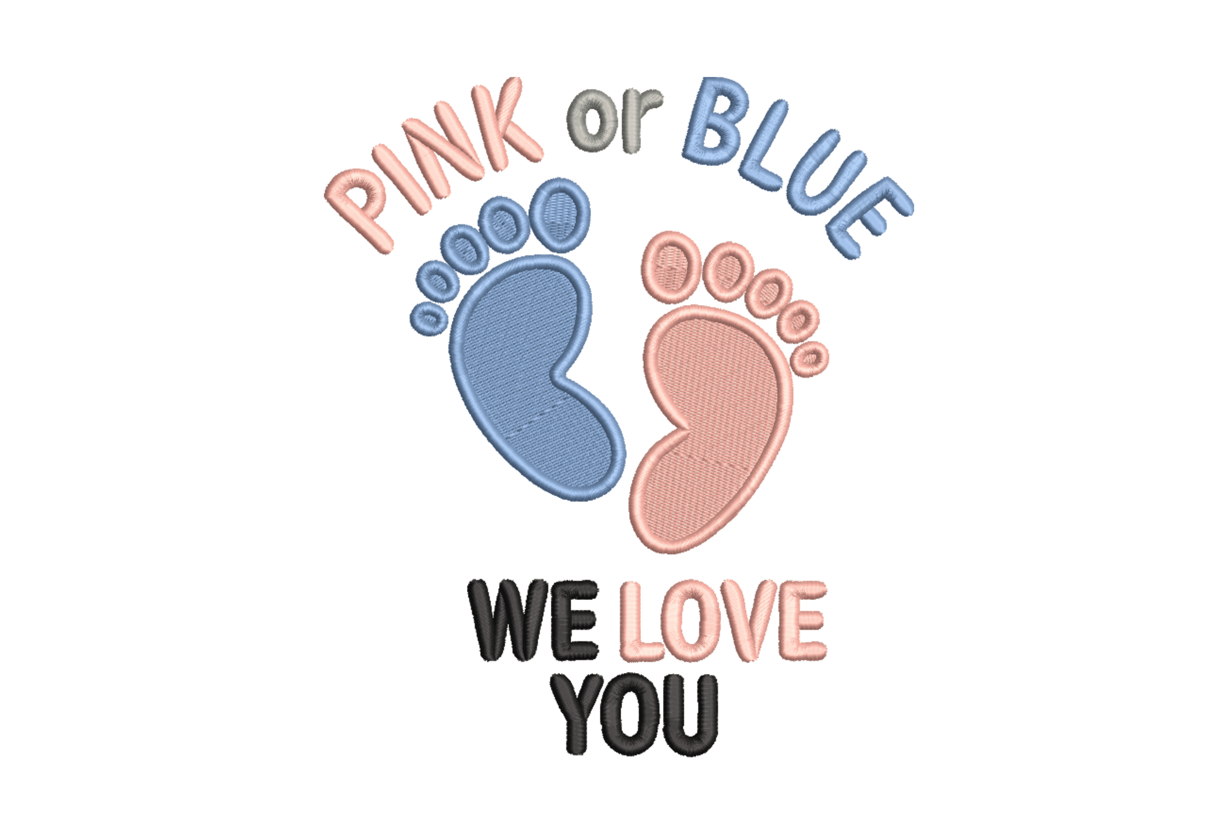 Pink or Blue Baby Feet – Gender Reveal Embroidery