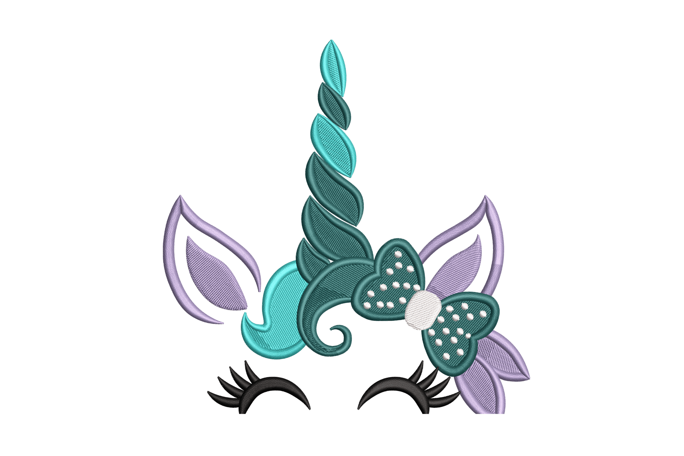 Unicorn Face with Bow – Cute Machine Embroidery