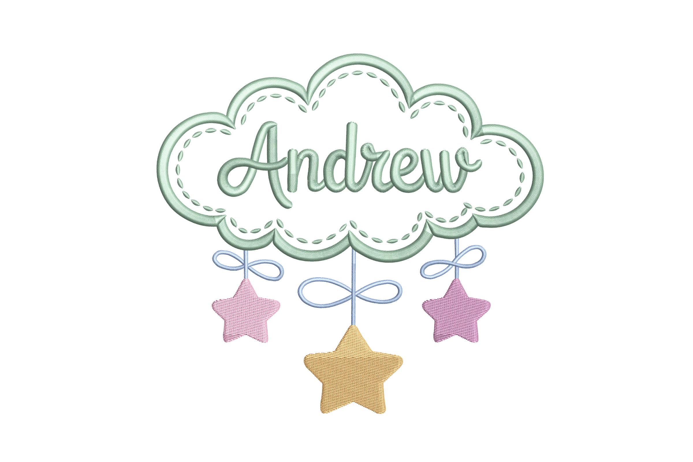 Baby Name Cloud with Stars – Machine Embroidery Design