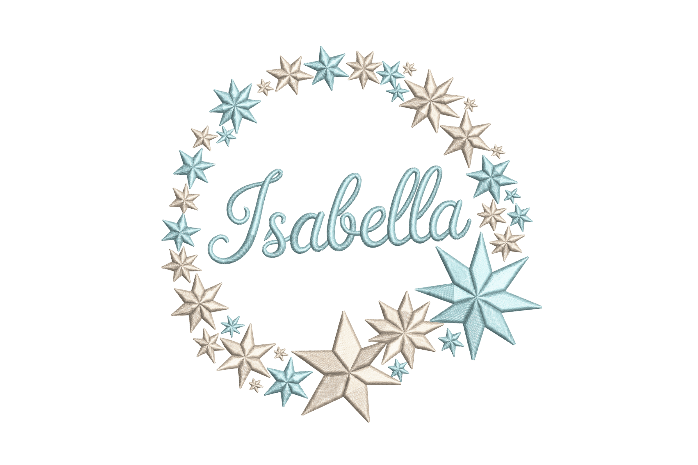 Star Wreath Name – Personalized Machine Embroidery