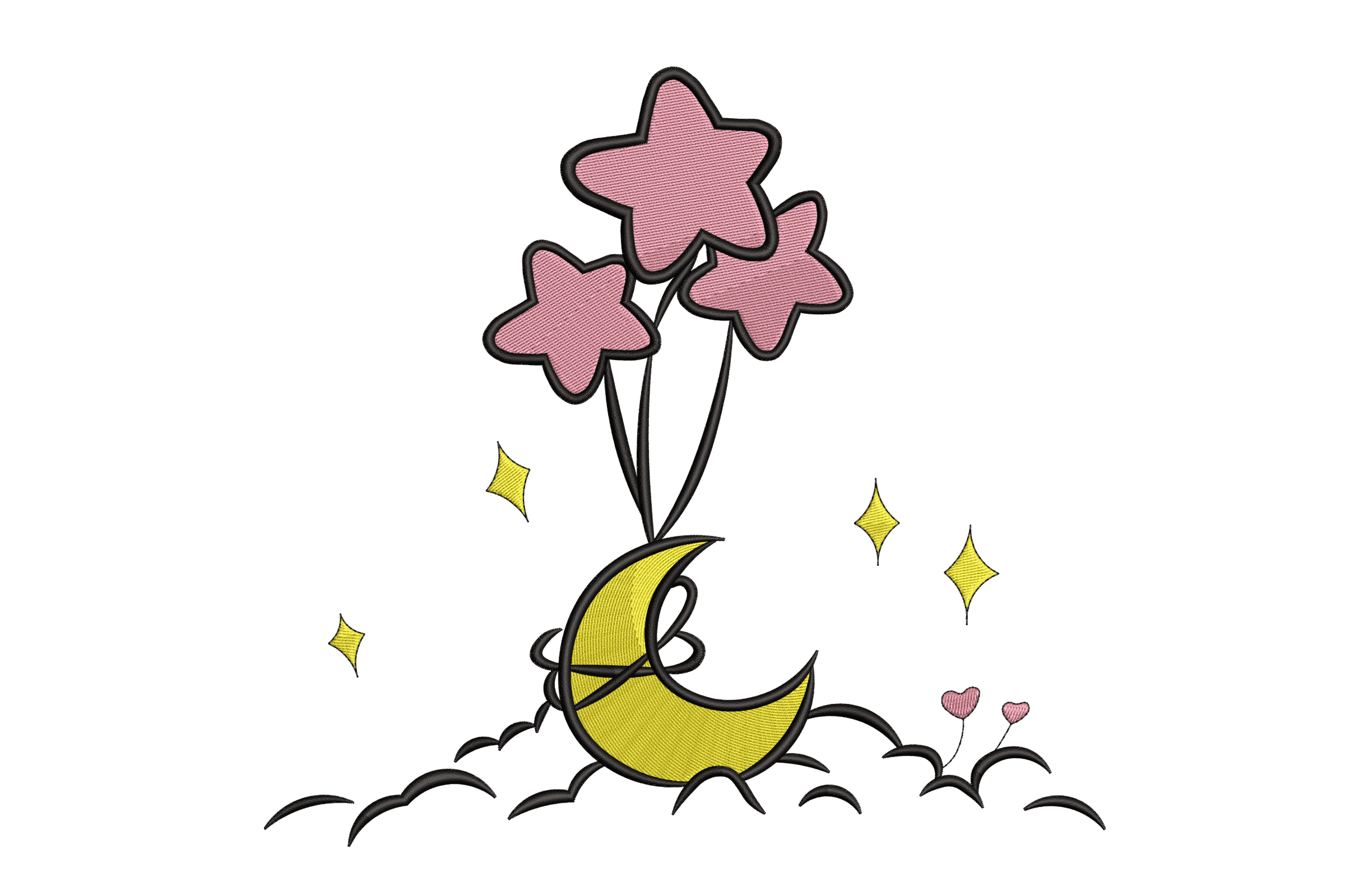 Crescent Moon & Star Balloons – Embroidery Design