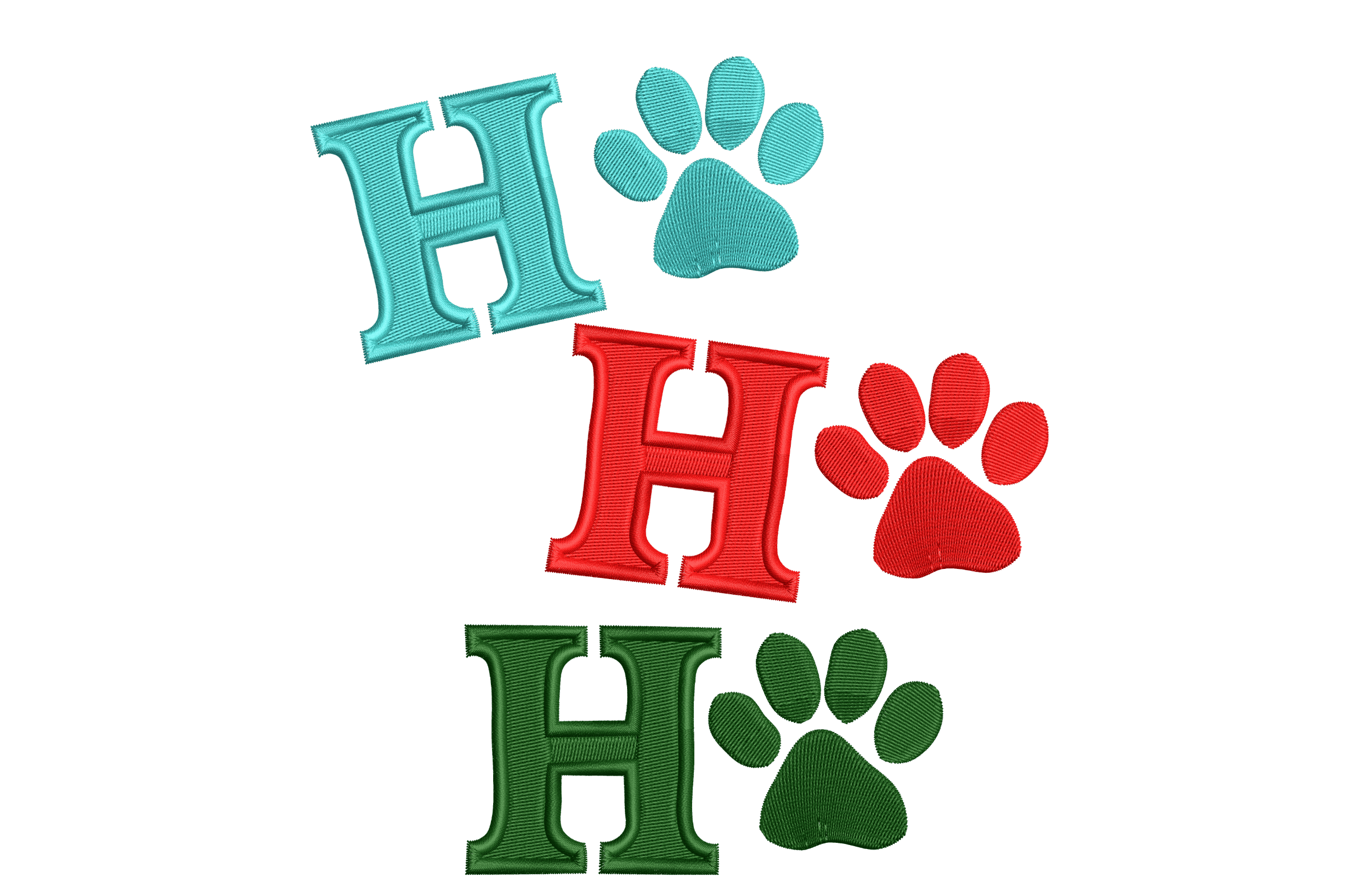 Letter H with Paw Prints – Machine Embroidery File